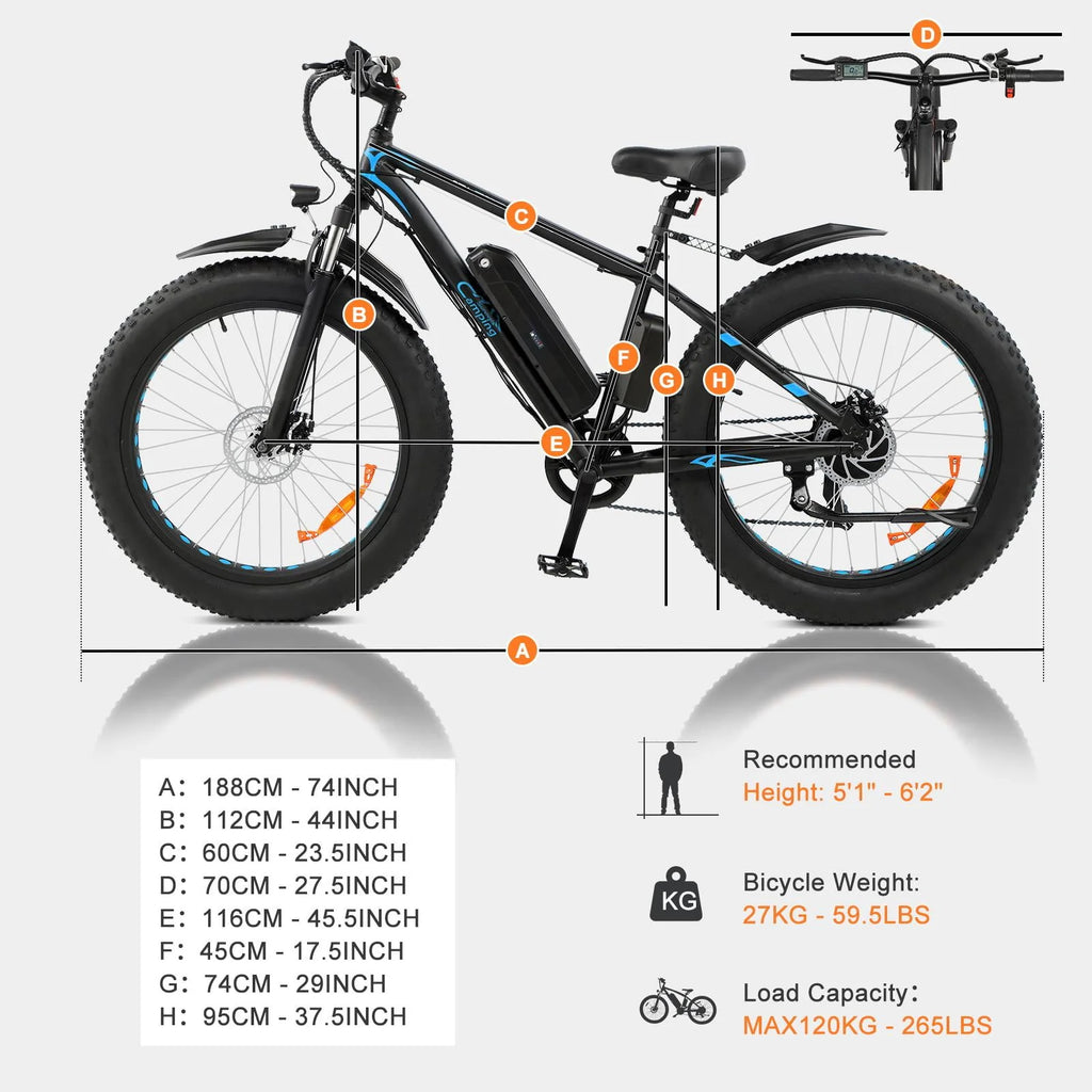 26 inch 7-Speed Electric Mountain Bicycle 500W 48V 10Ah B300615