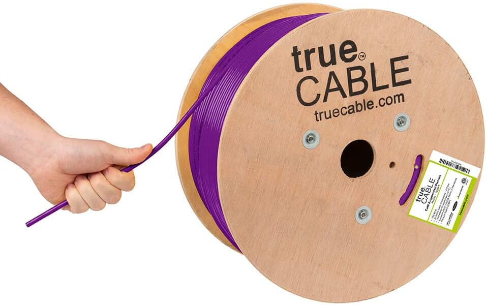 Cat6A Plenum 1000ft Yellow 23AWG 4 Pair Solid Bare Copper Bulk Ethernet Cable I194