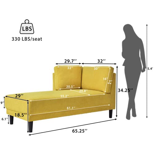 Yellow Fabric Upholstered Corner Chaise Lounge K8865