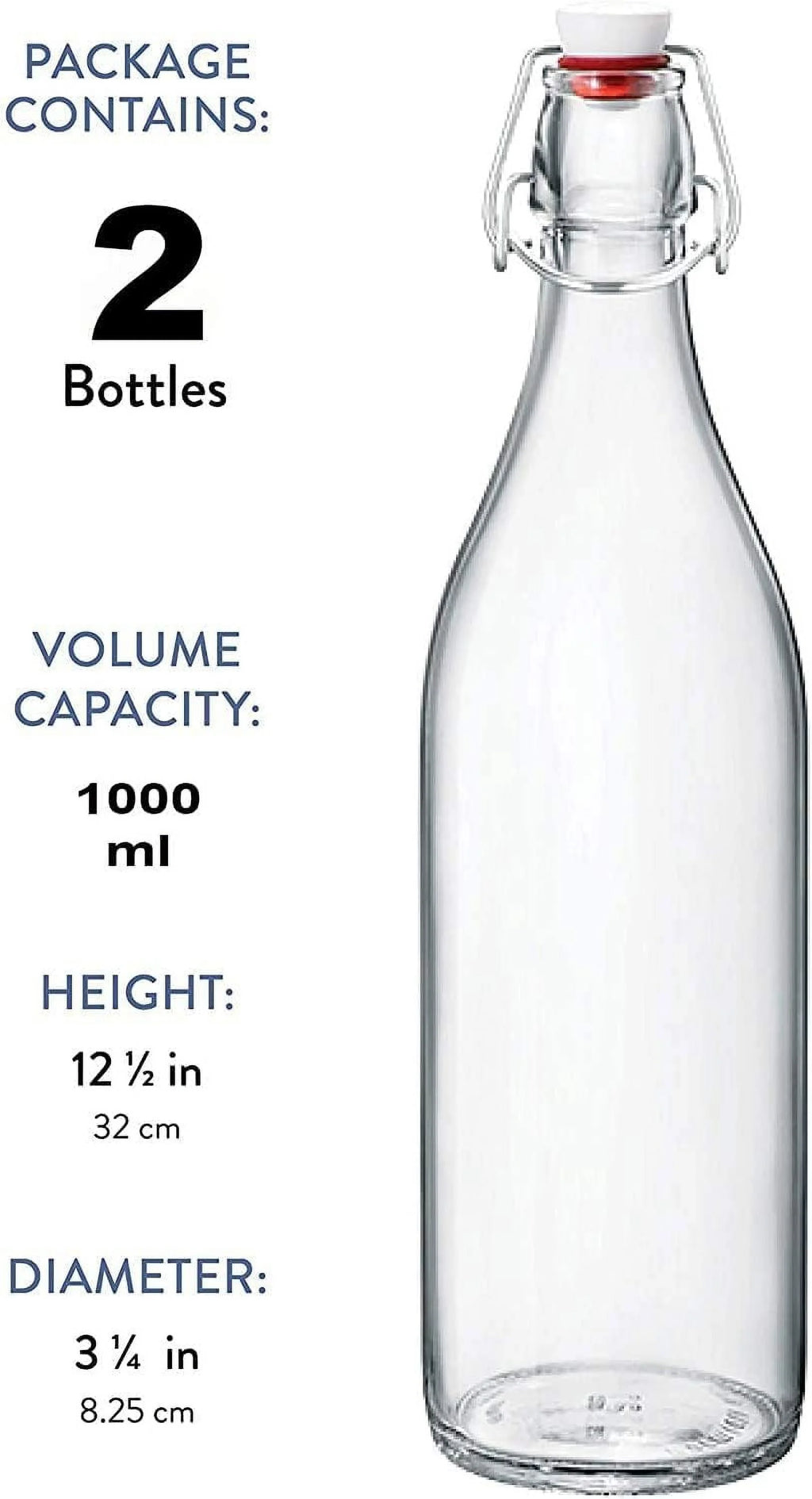 Clear Glass Bottle With Stopper, 33 3/4 oz. Q4439
