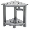 Black HDPE Corner Shower Stool with Storage Shelf and Adjustable Feet E230