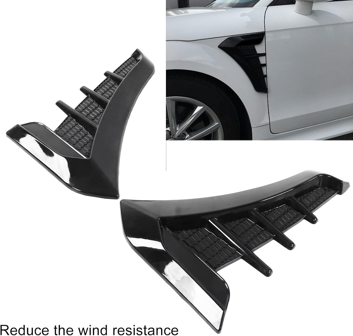 2pcs Gloss Black Car Hood Vent Scoop Kit G67107