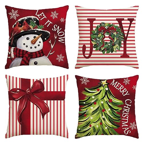 Merry Christmas 18 x 18 Inch Throw Pillow Covers Set of 4 H657158