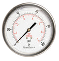 4 Oil Filled Pressure Gauge, Stainless Steel Case, Brass, 0-100PSI, Pack of 2 U369