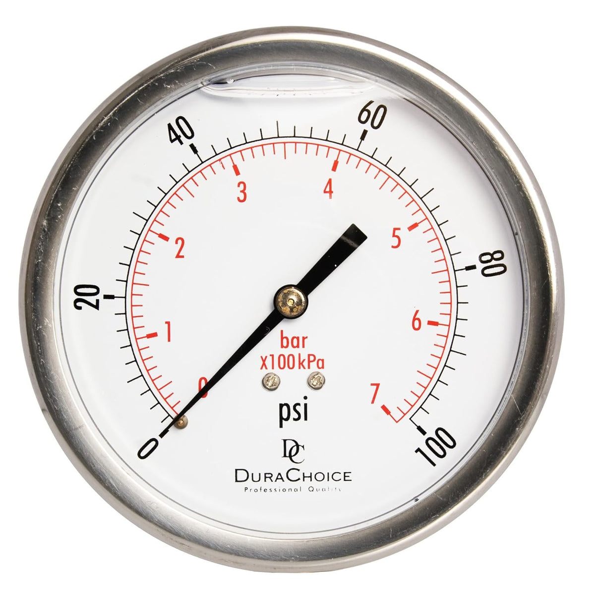 4 Oil Filled Pressure Gauge, Stainless Steel Case, Brass, 0-100PSI, Pack of 2 U369