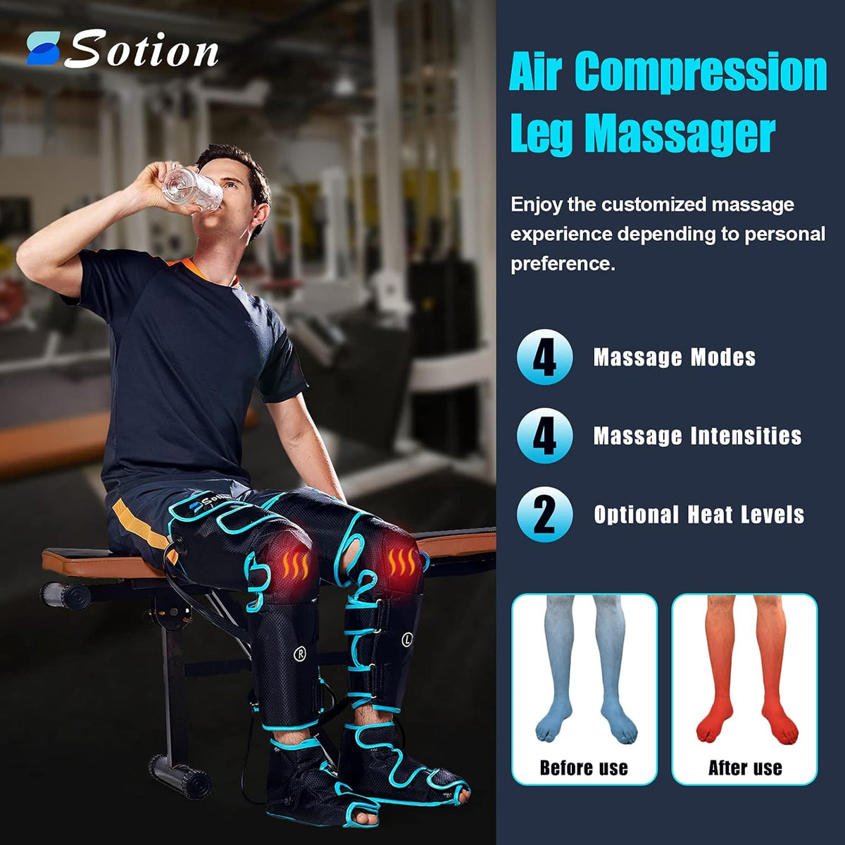 Leg Massager with Air Compression, 4 Intensities & 4 Modes G733498