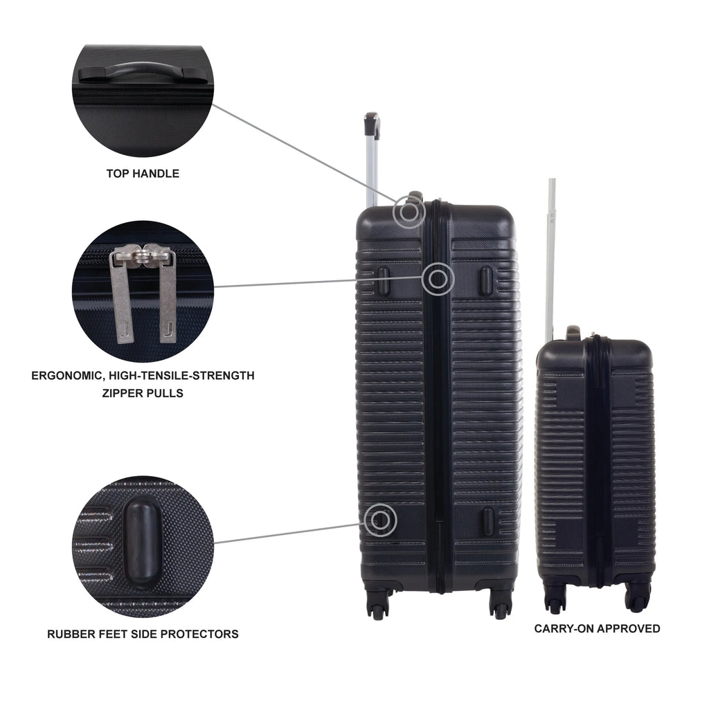5pc Hardside Rolling Spinner Upright Set, 20" 28" Luggage, 3pc Packing Cubes, Charcoal S57453
