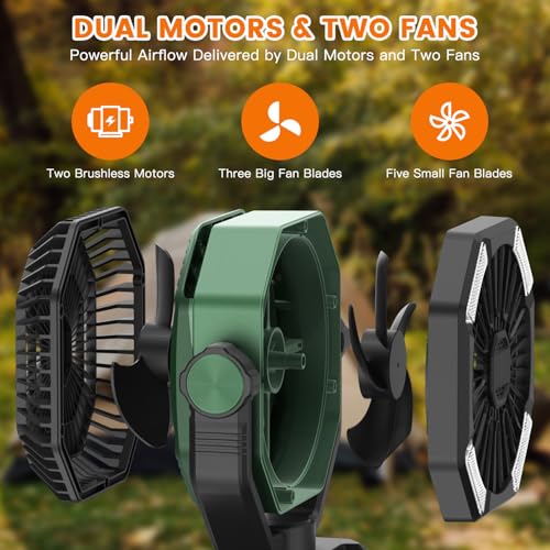 Portable Rechargeable Camping Fan with LED Lantern G584