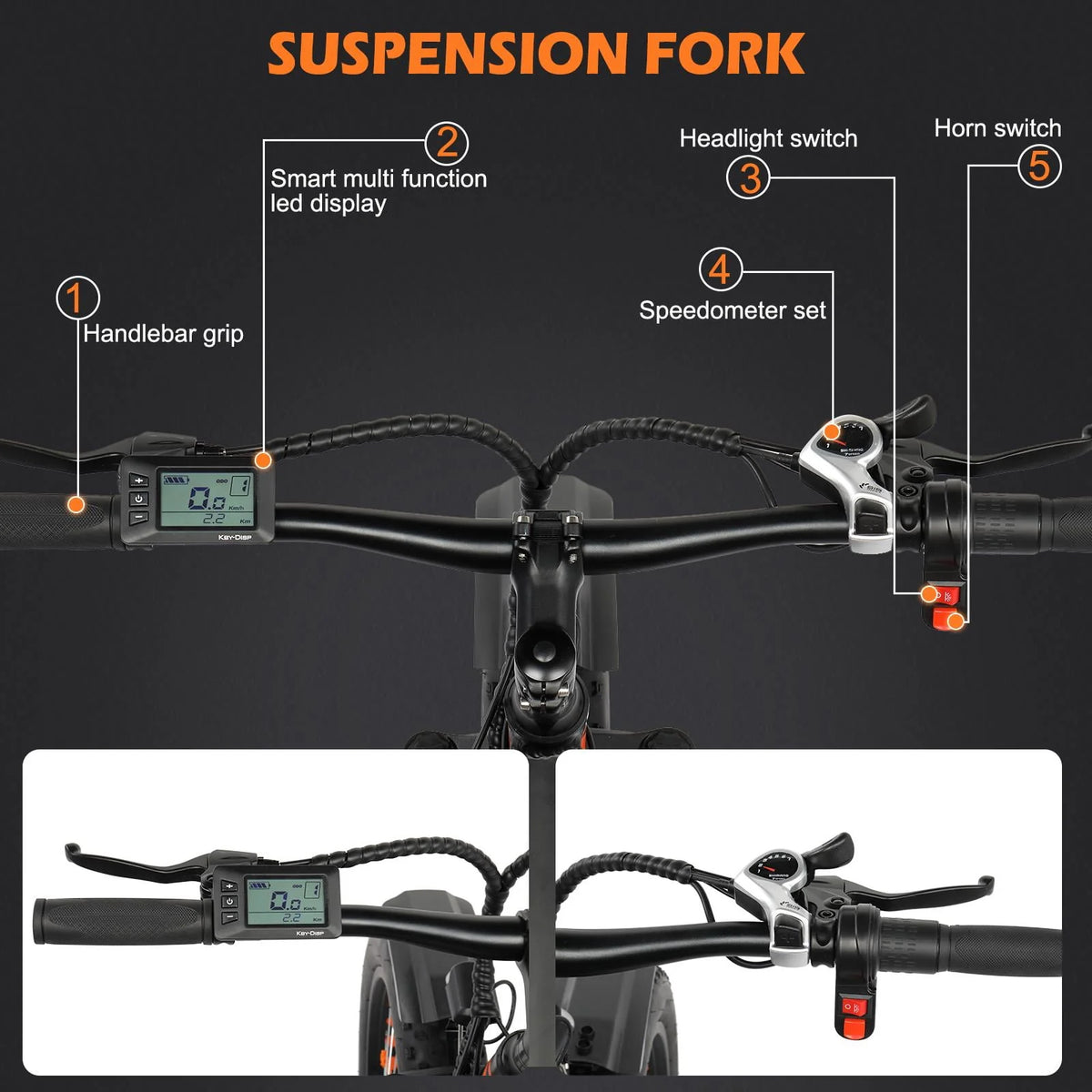 26 inch 7-Speed Electric Mountain Bicycle 500W 48V 10Ah B300615