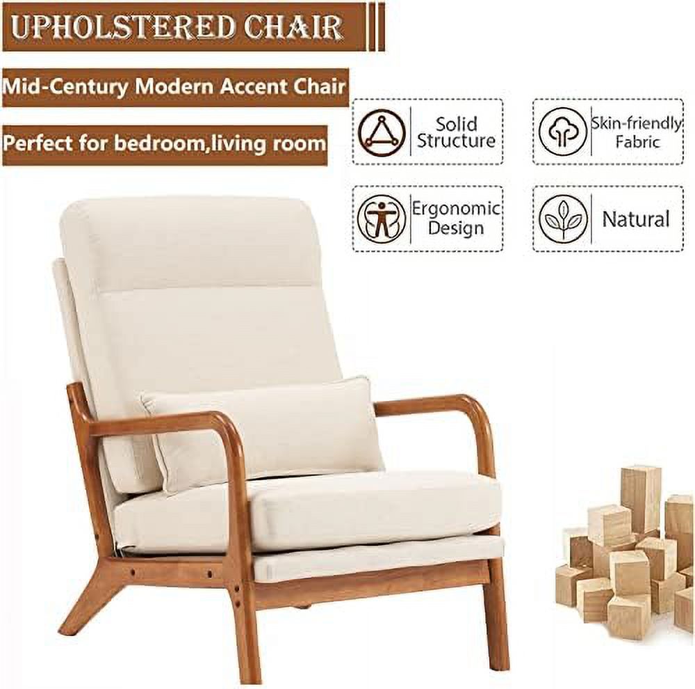 Linen Fabric Upholstered Accent Armchair X512748