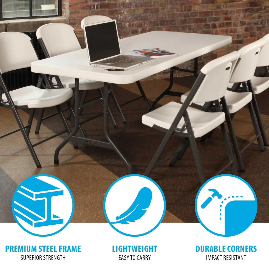 White 6 ft. Rectangle Folding Table Set of 4 P6693
