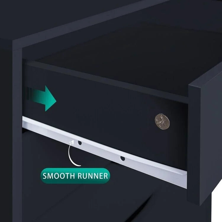 Black Wood File Cabinet O372895