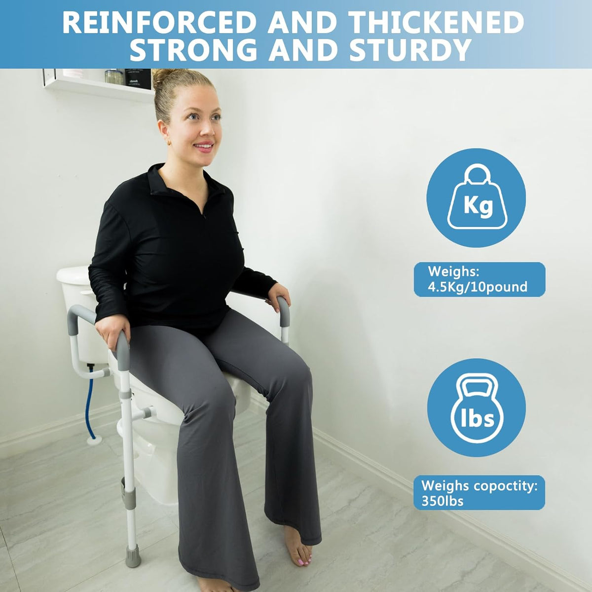 Raised Toilet Seat with Adjustable Padded Arms H17748