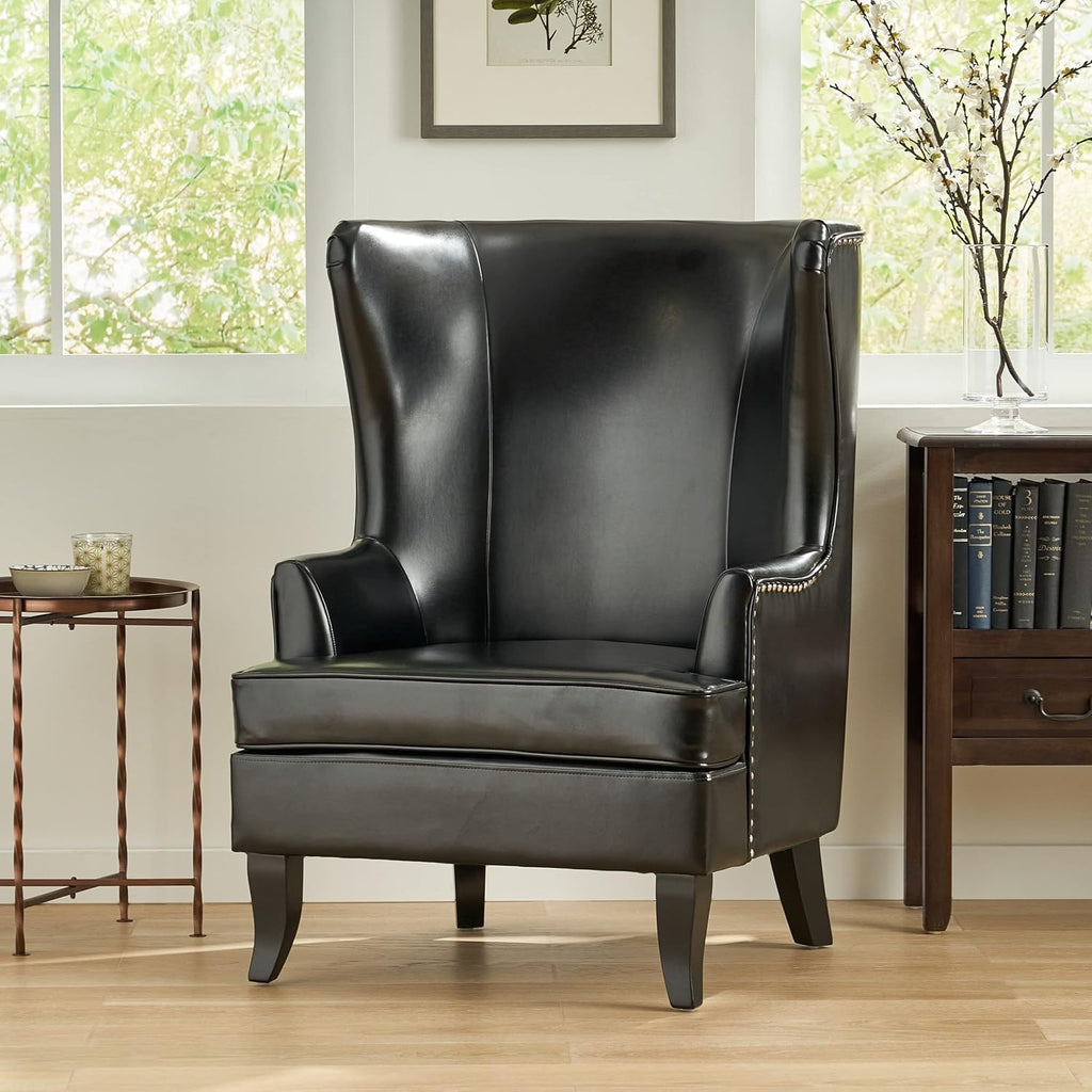 Black High Back Wing Chair K34575