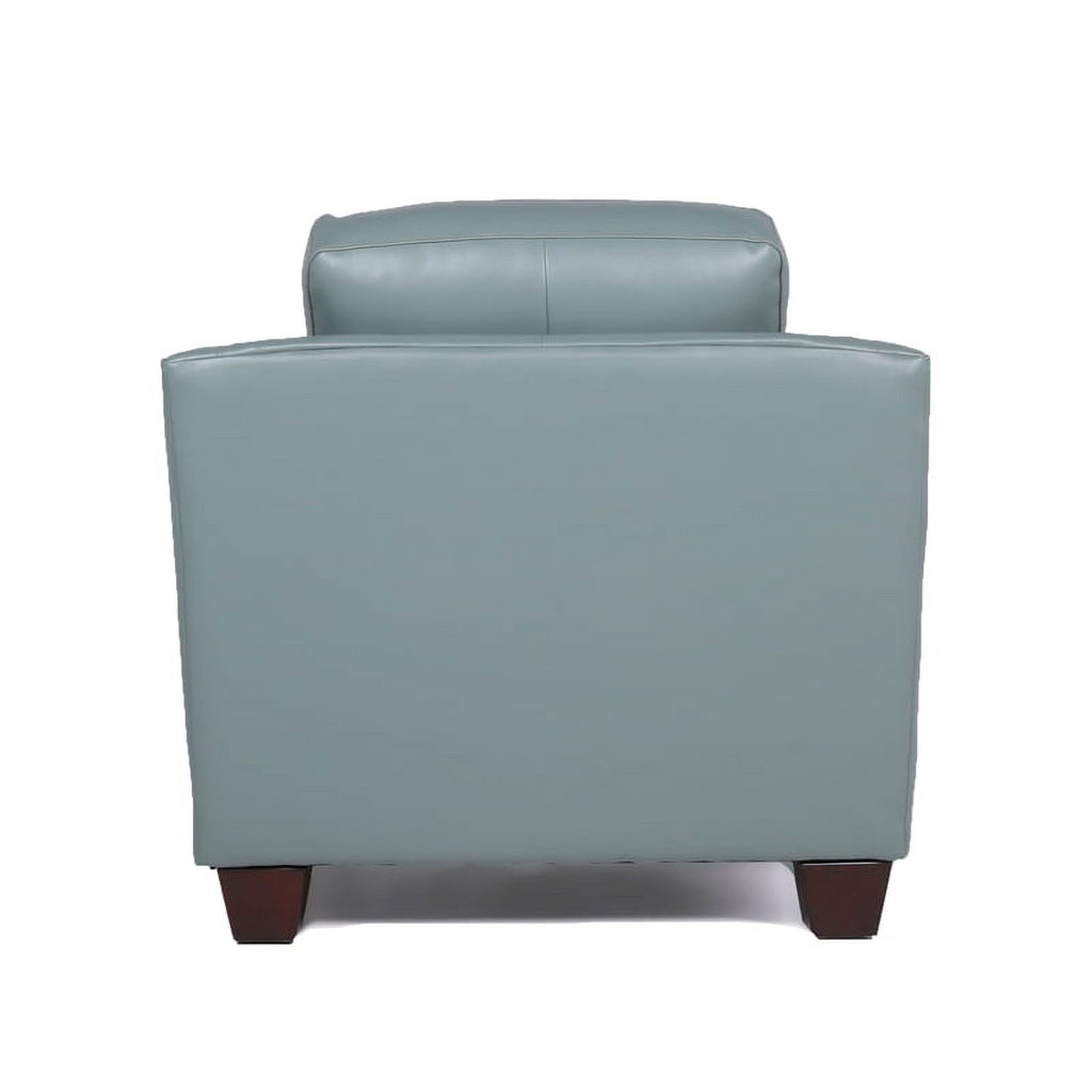 2 Piece Tufted Leather Accent Chair Set In Spa Blue W5531