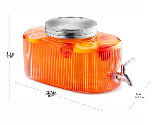 Glass Drink Dispenser, 5L 1.32 Gallon Stainless Steel Spigot T9850
