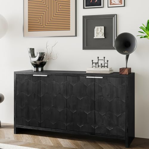 3-Door Sideboard Storage Cabinet with Wooden Texture U28554