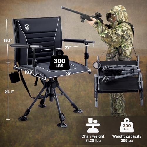 Black Adjustable Folding Hunting Chair W748