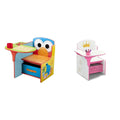 White/Pink Chair Desk with Storage Bins V38045