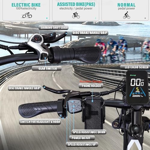Dual Motors 2000W 35MPH Electric Mountain Bicycle with 48V 22.4AH Removable Battery, 7 Speed 26" Fat Tire Full Suspension Hydraulic Disc Brake L926996