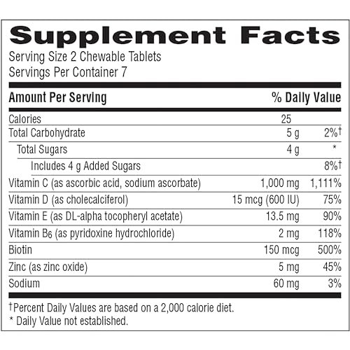 1000mg Vitamin C Chewable Tablets, 42 Count H49906