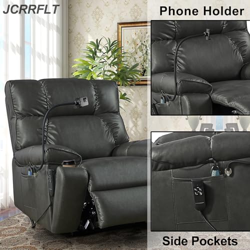Oversized Leather Power Lift Recliner Chair with Cup Holder O54411