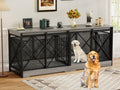 Grey Extra Large Double Dog Crate Furniture with Removable Divider G7070
