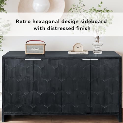 3-Door Sideboard Storage Cabinet with Wooden Texture U28554