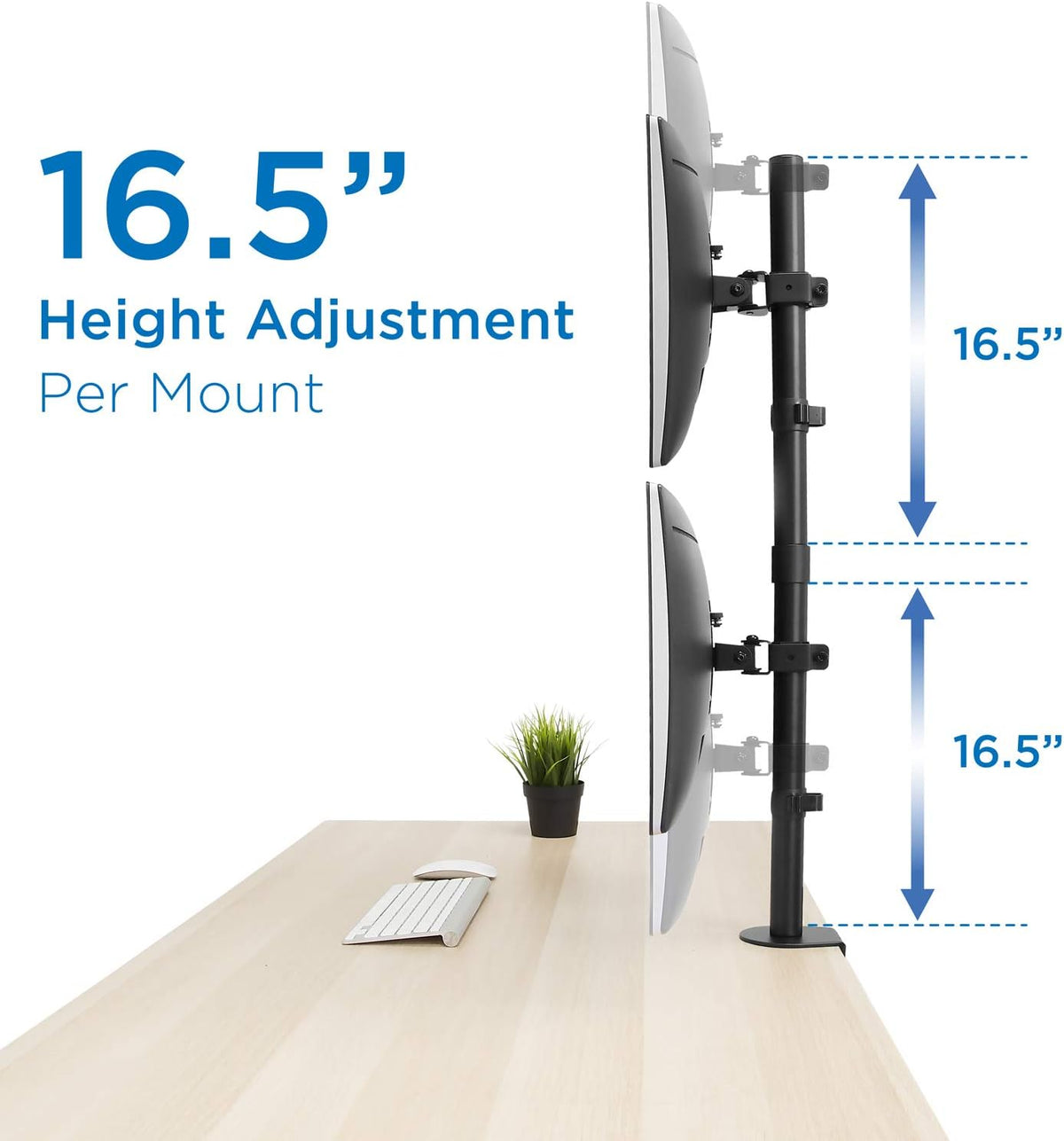 Vertical Dual Monitor Mount, Stacked Desk Stand, Fits 19-32 Inches, VESA 75 100 P4528