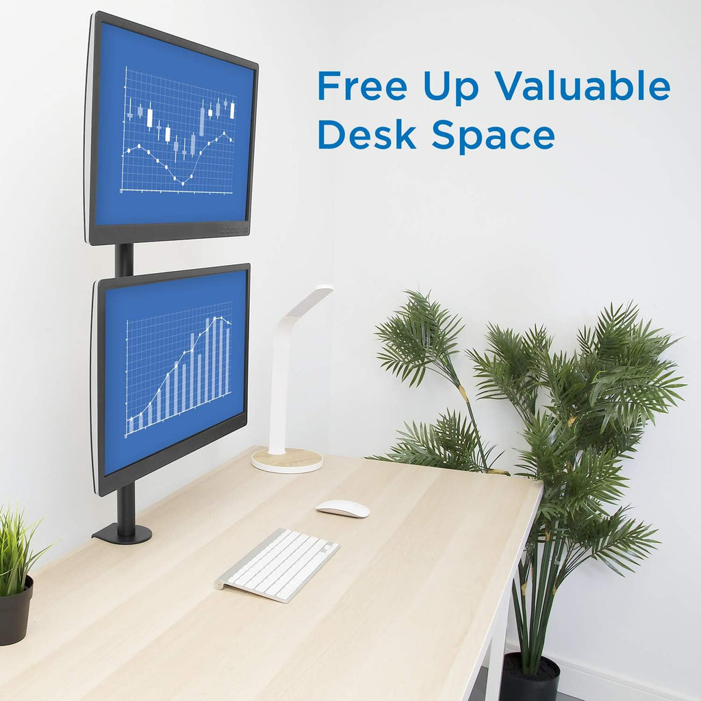 Vertical Dual Monitor Mount, Stacked Desk Stand, Fits 19-32 Inches, VESA 75 100 P4528