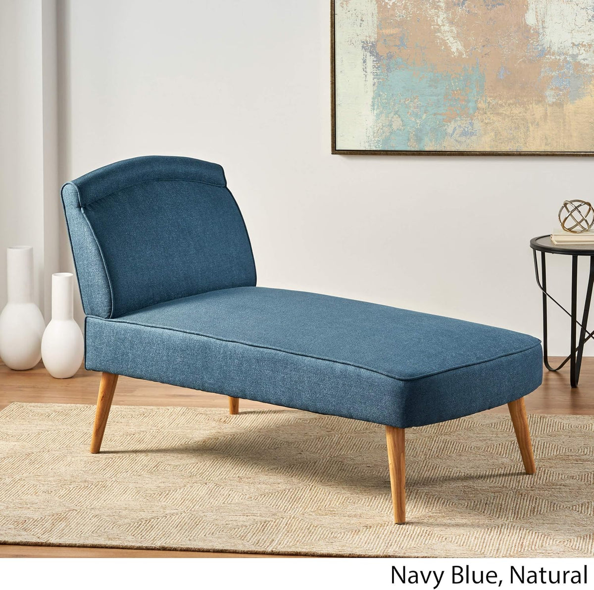 Navy Blue Fabric Chaise Lounge Y145