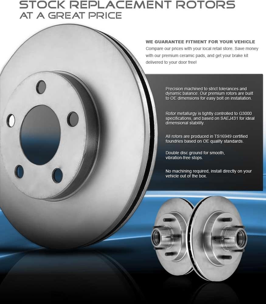 330 mm Front + 348 mm Rear 6 Lug Rotors + Ceramic Brake Pads + Clips G579