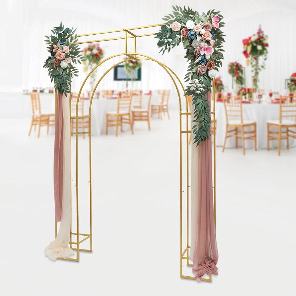 Gold Metal Double Arch Wedding Backdrop Stand L270
