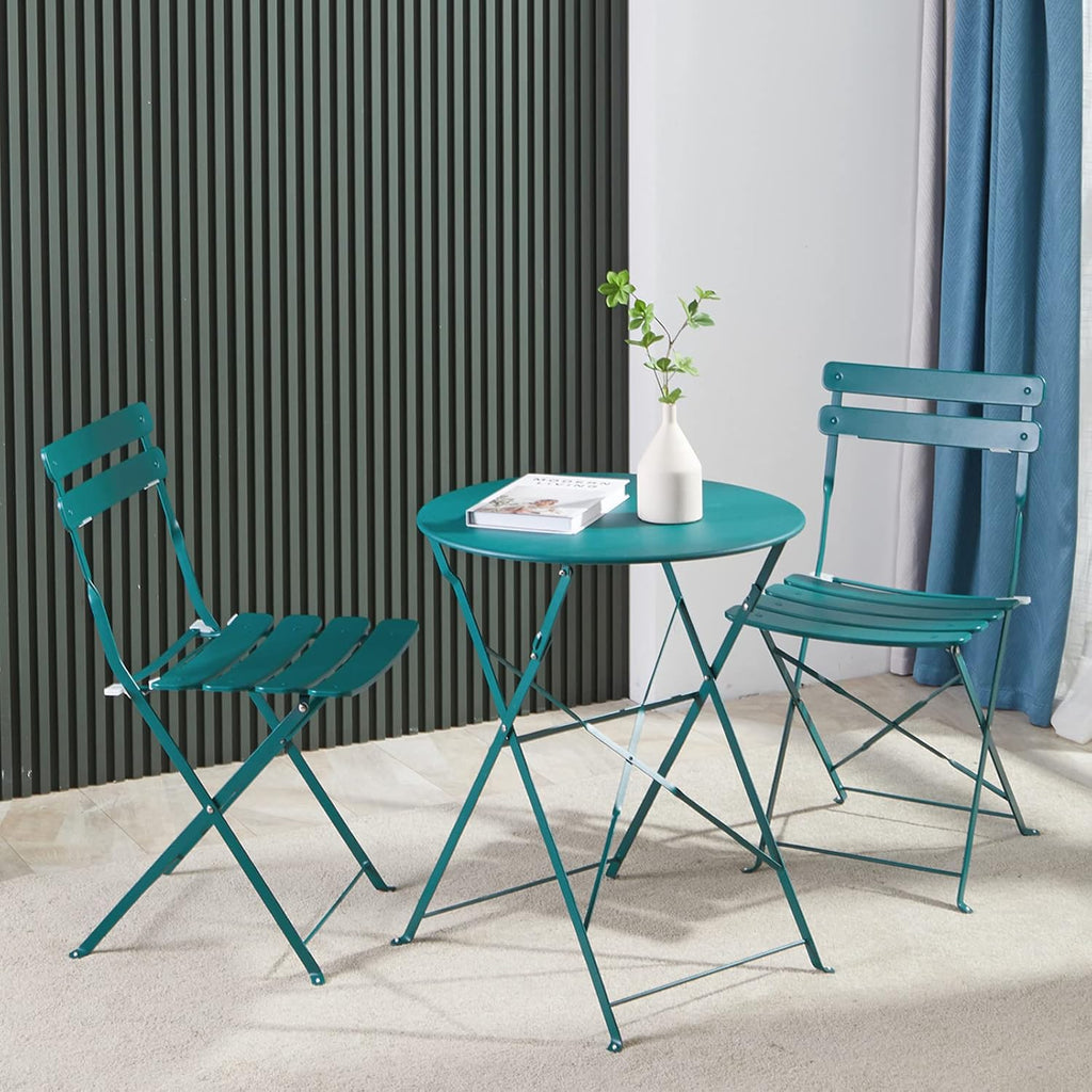 3-Piece Steel Patio Bistro Set Navy Blue F99784