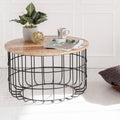 Black and Natural Wood Cage Coffee Table J6014