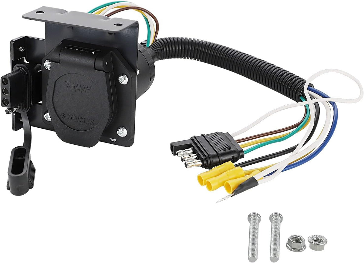 4-Way Flat to 7-Way RV Blade Trailer Wiring Adapter Connector Kit N55990