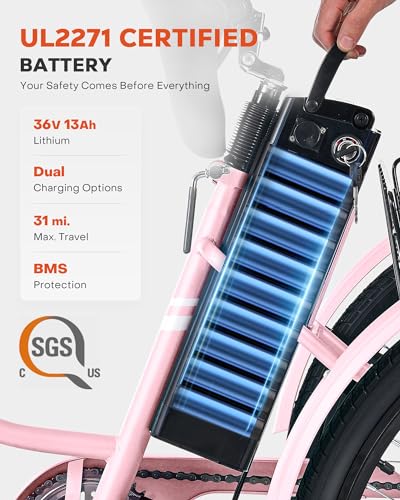 Electric Tricycle 250W 468Wh Removable Battery 3 Wheel 330 lb. 24 in O9365