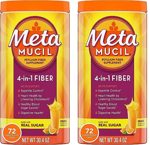 Orange Flavored Psyllium Fiber Supplement Powder, 72 Servings (Pack of 2) D697