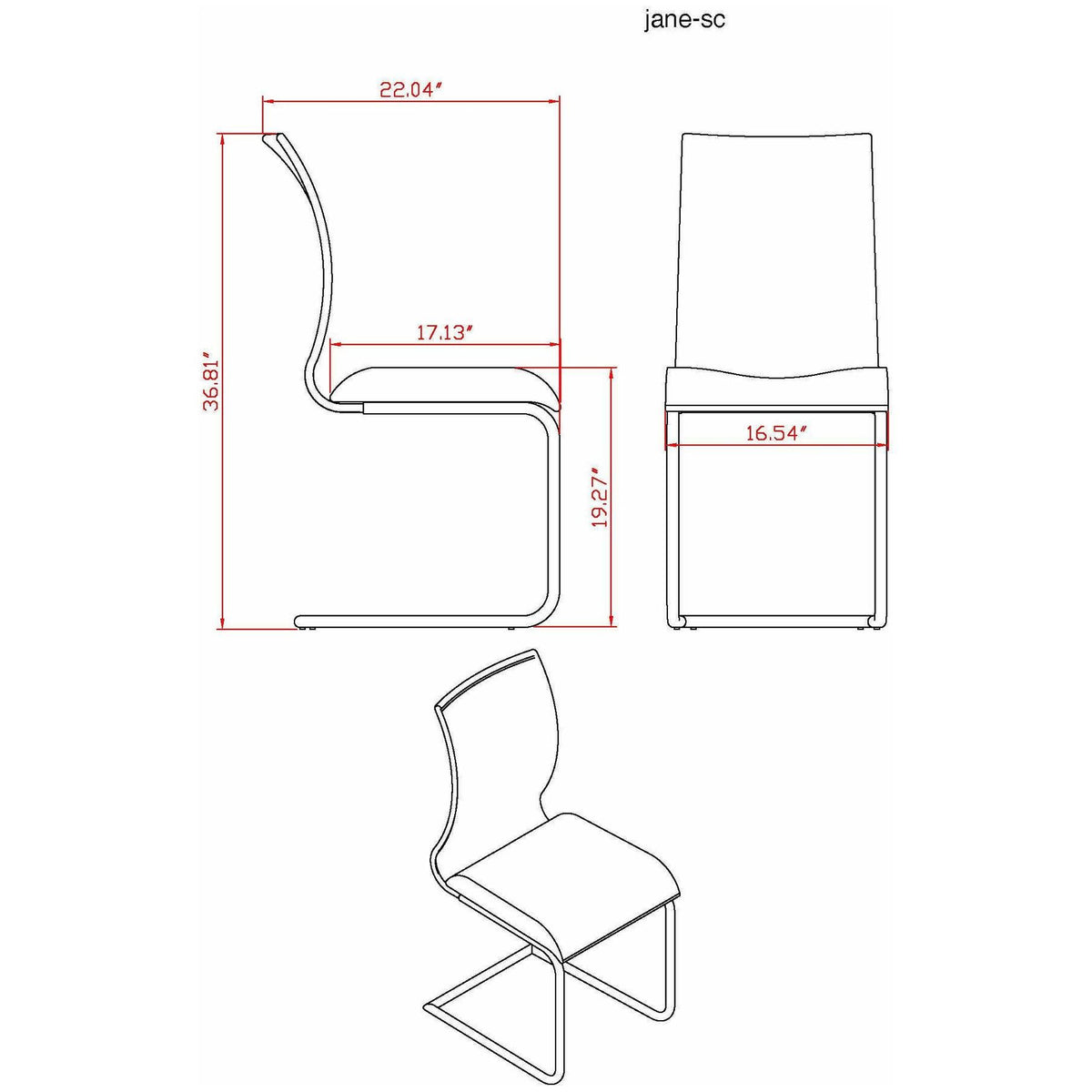 Black Contour Back Cantilever Side Chair Set of 4 Q539585