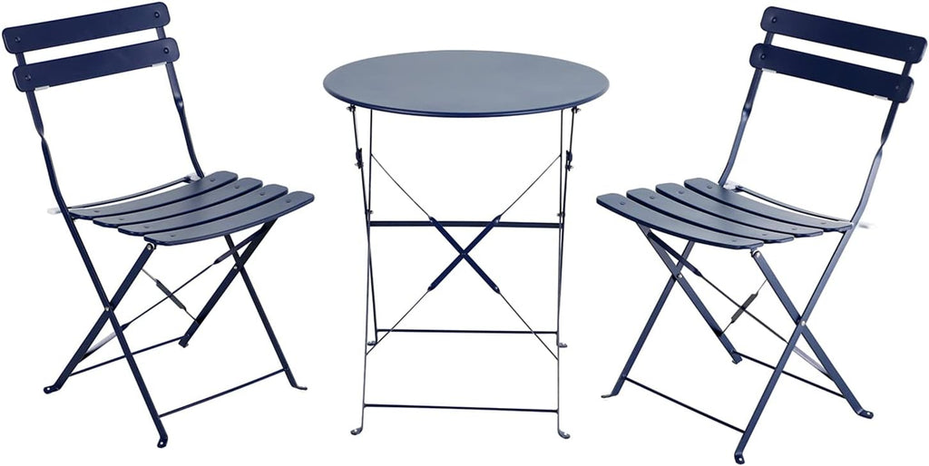 3-Piece Steel Patio Bistro Set Navy Blue F99784