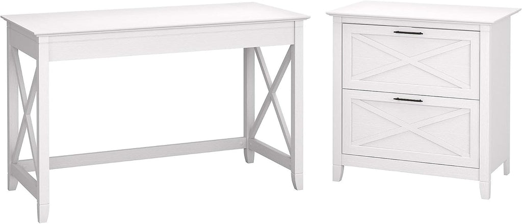 54W Computer Desk with Storage and 2 Drawer File Cabinet H605