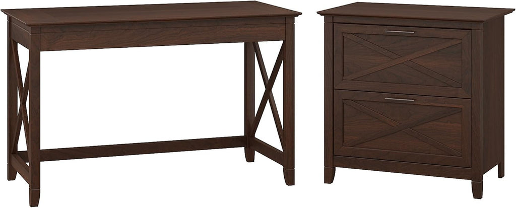 54W Computer Desk with Storage and 2 Drawer File Cabinet H605