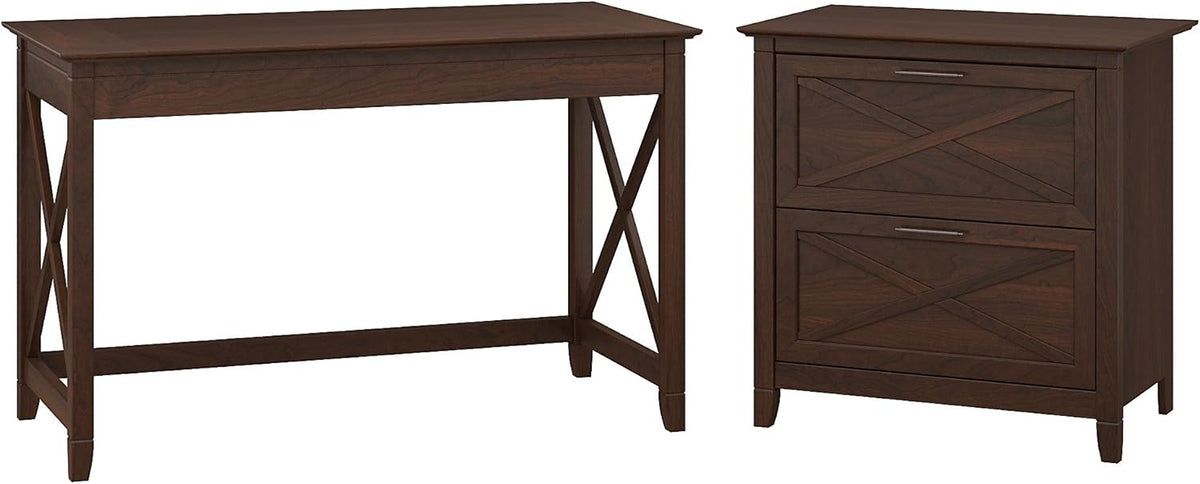 54W Computer Desk with Storage and 2 Drawer File Cabinet H605