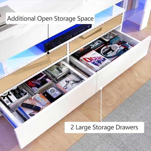 White High Gloss TV Stand with Storage Drawer D52618