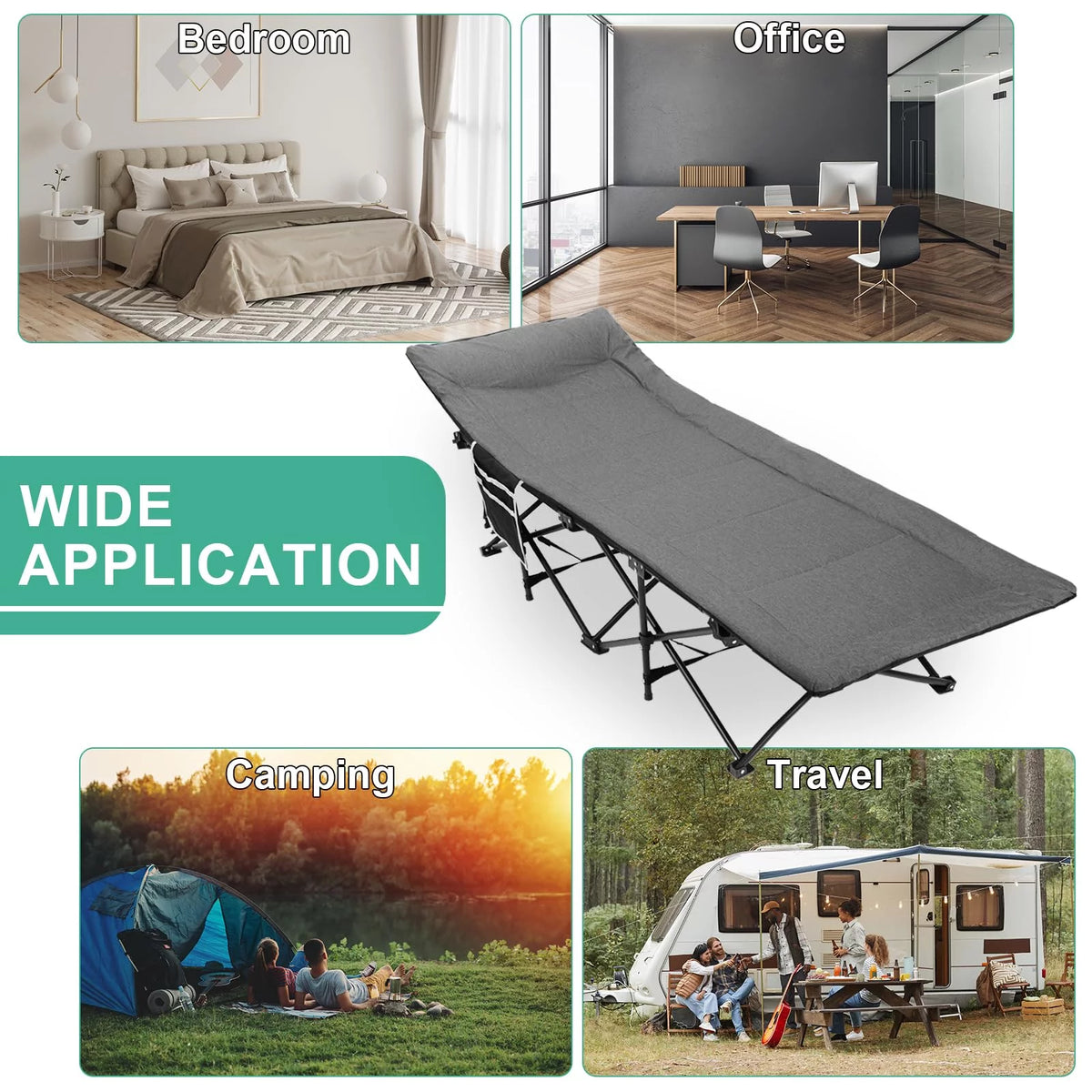 Folding Camping Cot with Pillow C665599