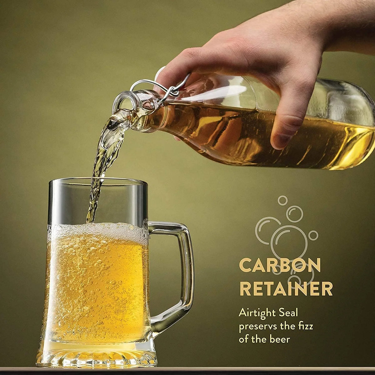 Clear Glass Bottle With Stopper, 33 3/4 oz. Q4439