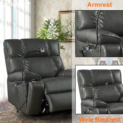 Oversized Leather Power Lift Recliner Chair with Cup Holder O54411