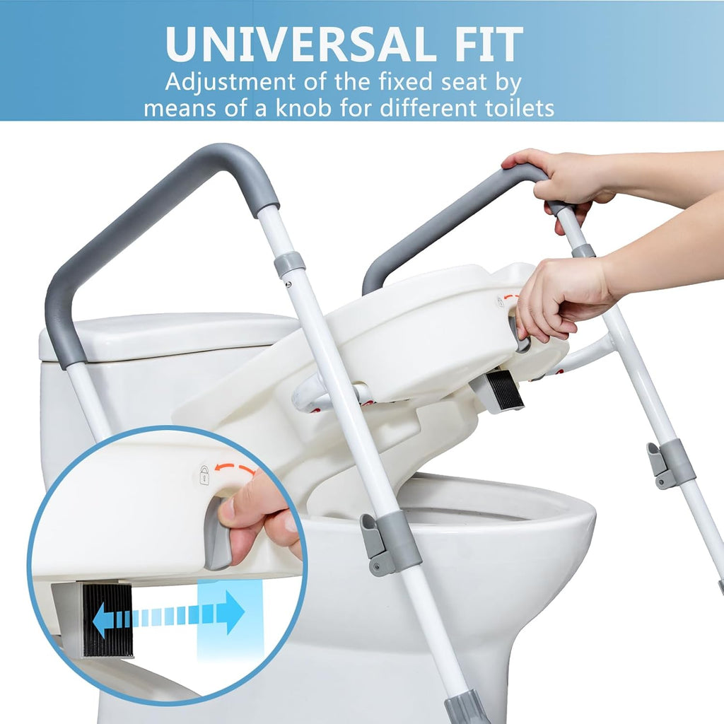 Raised Toilet Seat with Adjustable Padded Arms H17748