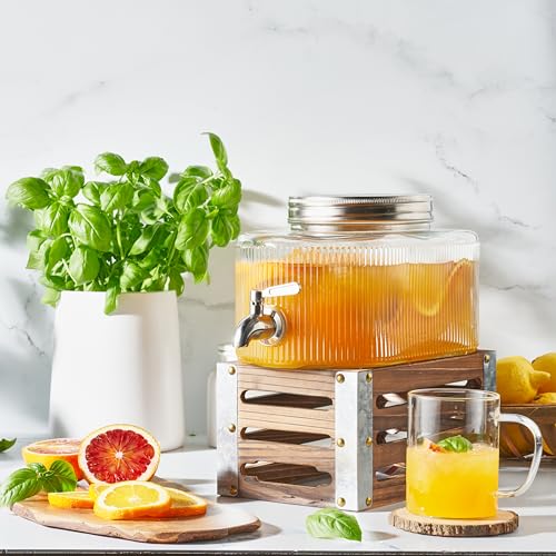 Glass Drink Dispenser, 5L 1.32 Gallon Stainless Steel Spigot T9850