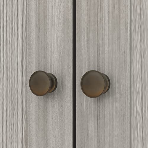 Large Wooden Grey Kitchen Hutch Cabinet with Glass Doors P7885